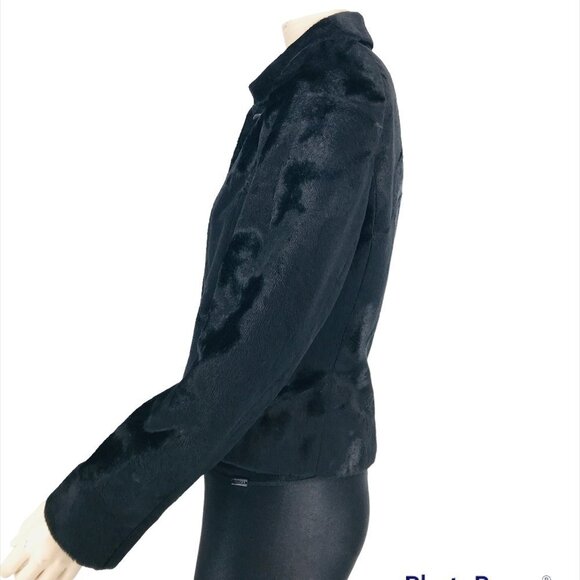 LOUBEN FAUX FUR BLAZER JACKET BLACK SZ 10 - Picture 2 of 8